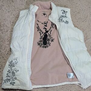 Disney Cream and Gray Floral Vest for Women